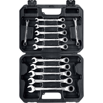 ЗУБР  12 шт, 8 - 19 мм, набор комбинированных трещоточных гаечных ключей, Профессионал (27073-H12) 27073-H12