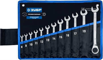 ЗУБР  12 шт, 8 - 22 мм, набор комбинированных трещоточных гаечных ключей, Профессионал (27075-H12) 27075-H12_z01