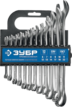 ЗУБР  12 шт, 6 - 22 мм, набор комбинированных гаечных ключей, Профессионал (27088-H12) 27088-H12_z01