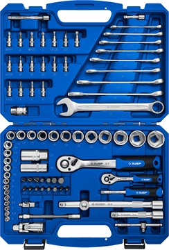 ЗУБР  А-82, 82 предм.,(1/2″ + 1/4″), универсальный набор инструмента, Профессионал (27635-H82) 27635-H82_z01