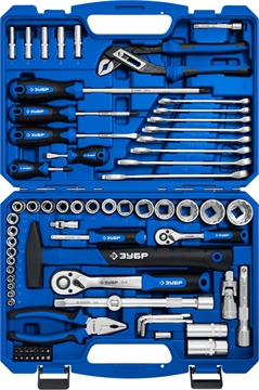 ЗУБР  Универсал-76, 76 предм., (1/2″+ 1/4″), универсальный набор инструмента, Профессионал (27670-H76) 27670-H76