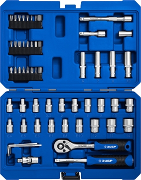 ЗУБР  А-57, 57 предм., (1/4″), универсальный набор инструмента, Профессионал (27671-H57) 27671-H57