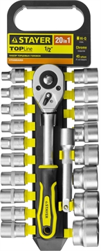 STAYER  RSS 20L, 20 предм., (1/2″), набор торцовых головок (27750-H20) 27750-H20