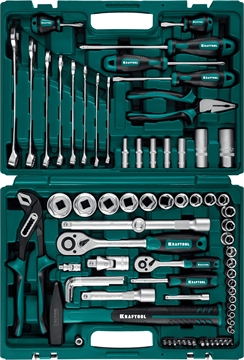 KRAFTOOL  EXTREM-76, 76 предм., (1/2″+3/8″+1/4″), универсальный набор инструмента (27889-H76) 27889-H76