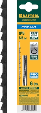 KRAFTOOL  Pro Cut, 130 мм, 6 шт, полотна для лобзика (15340-05) 15340-05