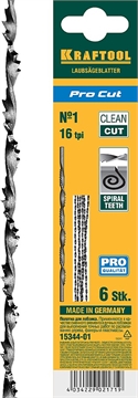 KRAFTOOL  Pro Cut, 130 мм, 6 шт, спиральные полотна для лобзика (15344-01) 15344-01