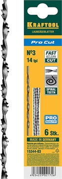 KRAFTOOL  Pro Cut, 130 мм, 6 шт, спиральные полотна для лобзика (15344-03) 15344-03