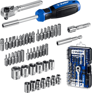 ЗУБР  Компакт-47, 47 шт, отвертка-битодержатель с насадками, Профессионал (25283-H47) 25283-H47_z01