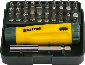 KRAFTOOL  Kompakt-32, 32 предм., с насадками, реверсивная отвертка (26142-H32) 26142-H32