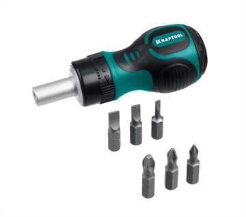 KRAFTOOL  Kompakt-6, 6 предм., с битами, реверсивная отвертка (26190-H7) 26190-H7