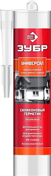 ЗУБР  280 мл, прозрачный, универсальный силиконовый герметик (41233-2) 41233-2