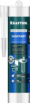 KRAFTOOL  Sanitary, 300 мл, прозрачный, санитарный силиконовый герметик (41255-2) 41255-2