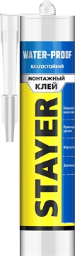 STAYER  280 мл, белый, влагостойкий монтажный клей, Professional (41325) 41325