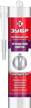 ЗУБР  300 мл, прозрачный, монтажный клей мгновенная хватка (41334) 41334