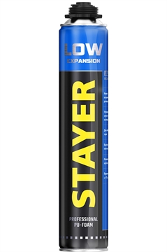 STAYER  LOW EXPANSION, 800 мл, пистолетная, выход до 50 л, всесезонная, с низким вторичным расширением, монтажная пена, Professional (41136) 41136