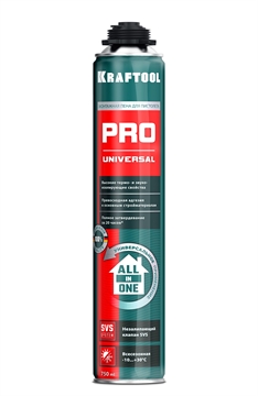 KRAFTOOL  PRO, 750 мл, пистолетная, всесезонная, SVS, не залипающий клапан, выход до 45 л, монтажная пена (41182) 41182_z01
