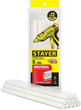 STAYER  Universal, 11 х 200 мм, 12 шт, прозрачные, универсальные клеевые стержни Professional (06821-12) 06821-12