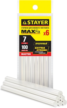 STAYER  Cristal, 7 х 100 мм, 6 шт, прозрачные, универсальные клеевые стержни Professional (2-06817-T-S06) 2-06817-T-S06
