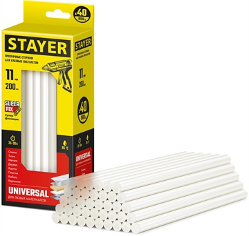 STAYER  Universal, 11 х 200 мм, 40 шт, универсальные клеевые стержни, Professional (2-06821-T-S40) 2-06821-T-S40