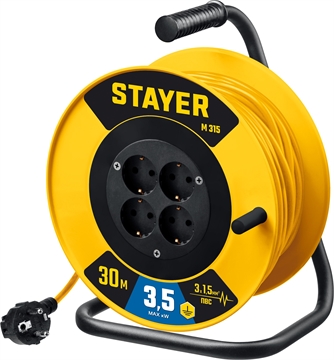 STAYER  M-315, ПВС, 3 x 1.5 мм2, 30 м, 3500 Вт, силовой удлинитель на катушке (55078-30) 55078-30_z01