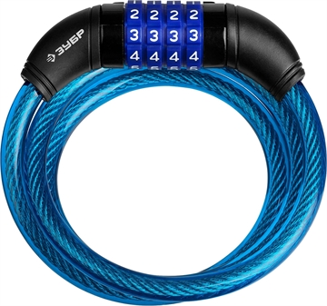 ЗУБР  950 мм, d 10 мм, кодовый, с изменяемым кодом, тросовый замок, Профессионал  (37262-95) 37262-95_z01