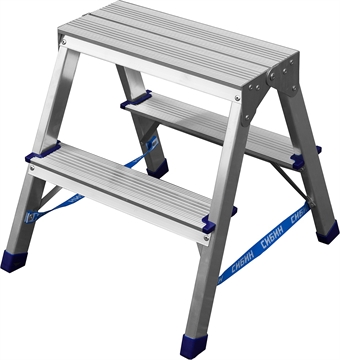СИБИН  2 ступени, алюминиевая, двухсторонняя стремянка (38825-02) 38825-02