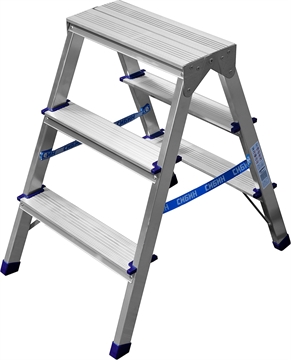 СИБИН  3 ступени, алюминиевая, двухсторонняя стремянка (38823-03) 38825-03
