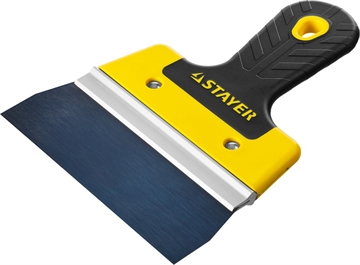 STAYER  PROFlat, 150 мм, усиленная алюминиевая направляющая, двухкомпонентная ручка, анодированный, фасадный шпатель, Professional (10045-15) 10045-15