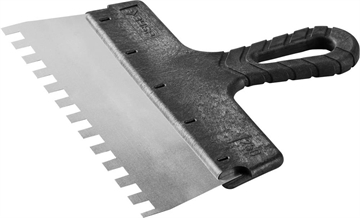 ЗУБР  250 мм, зуб 10 х 10 мм, зубчатый пластиковая ручка, нержавеющий, фасадный шпатель (10078-25-10) 10078-25-10