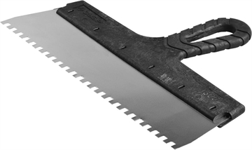 ЗУБР  300 мм, зуб 6 х 6 мм, зубчатый пластиковая ручка, нержавеющий, фасадный шпатель (10078-30-06) 10078-30-06