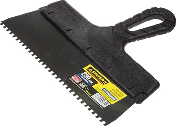 STAYER  PROFlat, 250 мм, зуб 4 х 4 мм, пластиковая ручка, зубчатый, нержавеющий, фасадный шпатель, Professional (1009-25-04) 1009-25-04