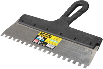 STAYER  PROFlat, 300 мм, зуб 8 х 8 мм, пластиковая ручка, зубчатый, нержавеющий, фасадный шпатель, Professional (1009-30-08) 1009-30-08