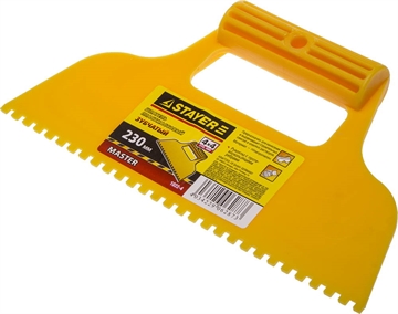 STAYER  230 мм, зубчатый 4 х 4 мм, пластмассовый, малярный шпатель (1022-4) 1022-4