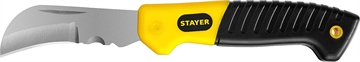 STAYER  изогнутое лезвие, монтерский складной нож, Professional (45409) 45409