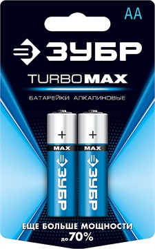 ЗУБР  TURBO-MAX, АА х 2, 1.5 В, алкалиновая батарейка (59206-2C) 59206-2C_z01