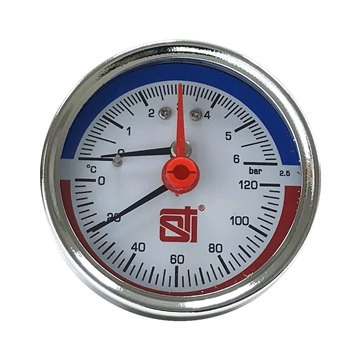 Термоманометр аксиальный STI ∅63 120°C 6 bar УП (G½") т тт000018941