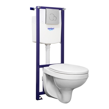 Подвесной унитаз Santeri Альфа комфорт ПЭК (инсталляция, сиденье SoftClose, кнопка хром) т тт000015500