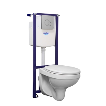 Подвесной унитаз Santeri Альфа ПЭК (инсталляция, сиденье, кнопка хром) т тт000019297