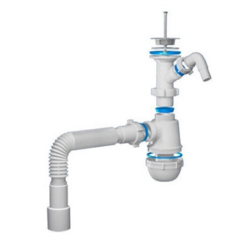 B1020 Сифон для раковины 1½"х40 с отводом для стир. маш. и гофротрубой 40х50 т 00000002742