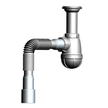 B0515 Сифон для кухни 1½"х40 с удлинённой горловиной с гофротрубой 40х40-50 т тт000009747