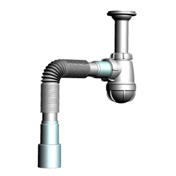 S2015 Сифон для умывальника 1¼"х40 с удлинённой горловиной с гибкой трубой 40х40-50 т тт000009751