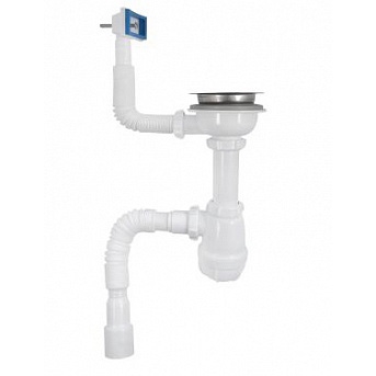 B0148 Сифон для мойки 3½"х40 с прямоугольным переливом и гофротрубой 40х40-50 т тт000015814