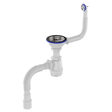 B0139 Сифон для мойки 3½"х40 с круглым переливом с гофротрубой 40х40-50 т тт000015815