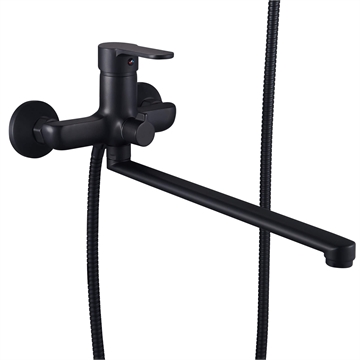 Смеситель для ванны Ligeya L9002B с душем одноручный с длинным изливом черный т тт000020037