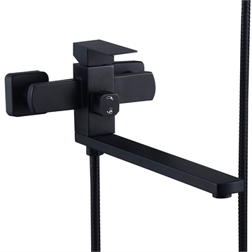 Смеситель для ванны Ligeya S3024 с душем одноручный с плоским изливом черный, нерж. т тт000020052