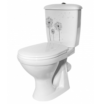 Унитаз-компакт ОК Суперкомпакт Стандарт декор «Одуванчик» (арматура и сиденье, косой выпуск) т cт000073539