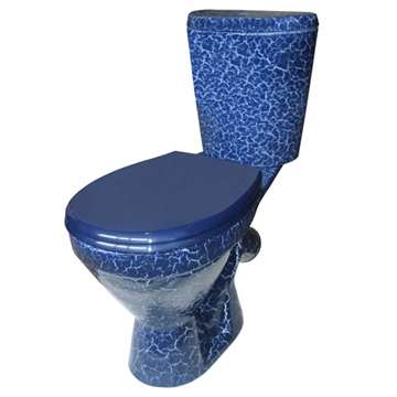 Унитаз-компакт Rosa Элегант синий кракелюр (арматура и сиденье, косой выпуск) т cт000143231