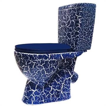 Унитаз-компакт Rosa Лира синий кракелюр (арматура и сиденье, косой выпуск) т cт000144076