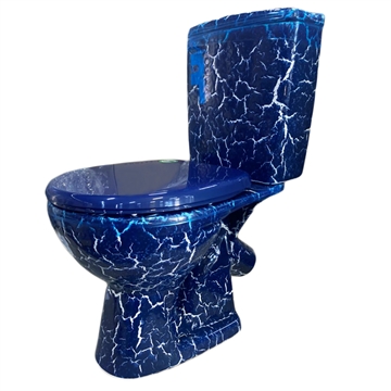 Унитаз-компакт Rosa Уют синий кракелюр (арматура и сиденье, косой выпуск) т тт000015938