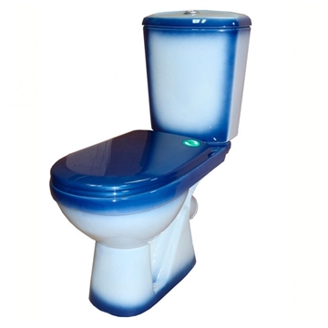 Унитаз-компакт Rosa Комфорт синий декор (арматура и сиденье, косой выпуск) т тт000016151